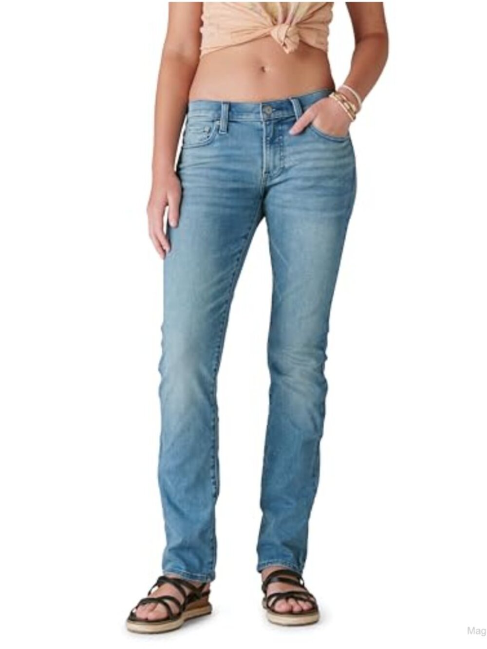 Mid-Rise Straight Leg Jeans, 100% Cotton, 5 Pocket, Ankle Length, Button Fly